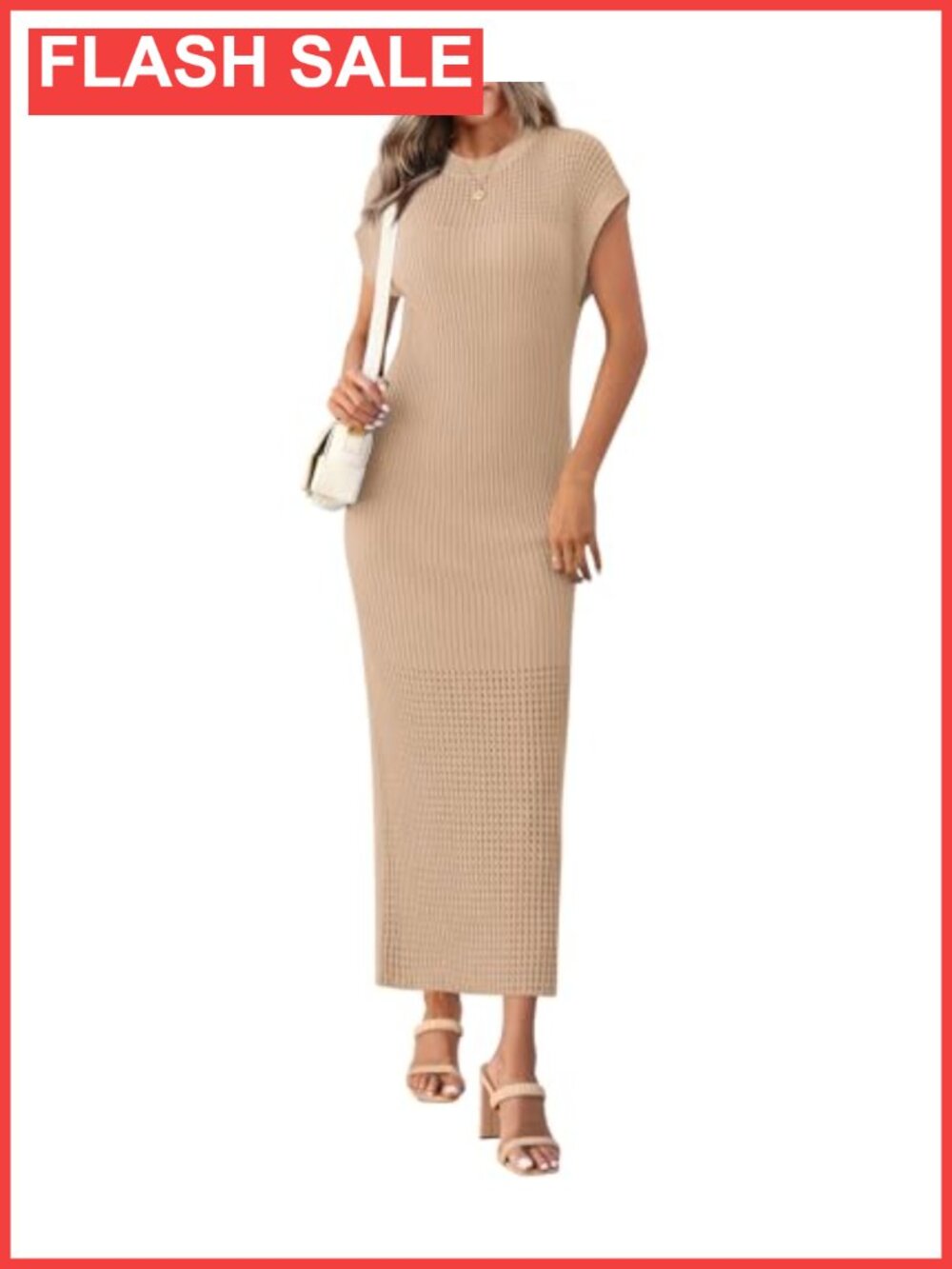 Womens Ribbed Knit Maxi Dress Cap Sleeve Crewneck Summer Casual